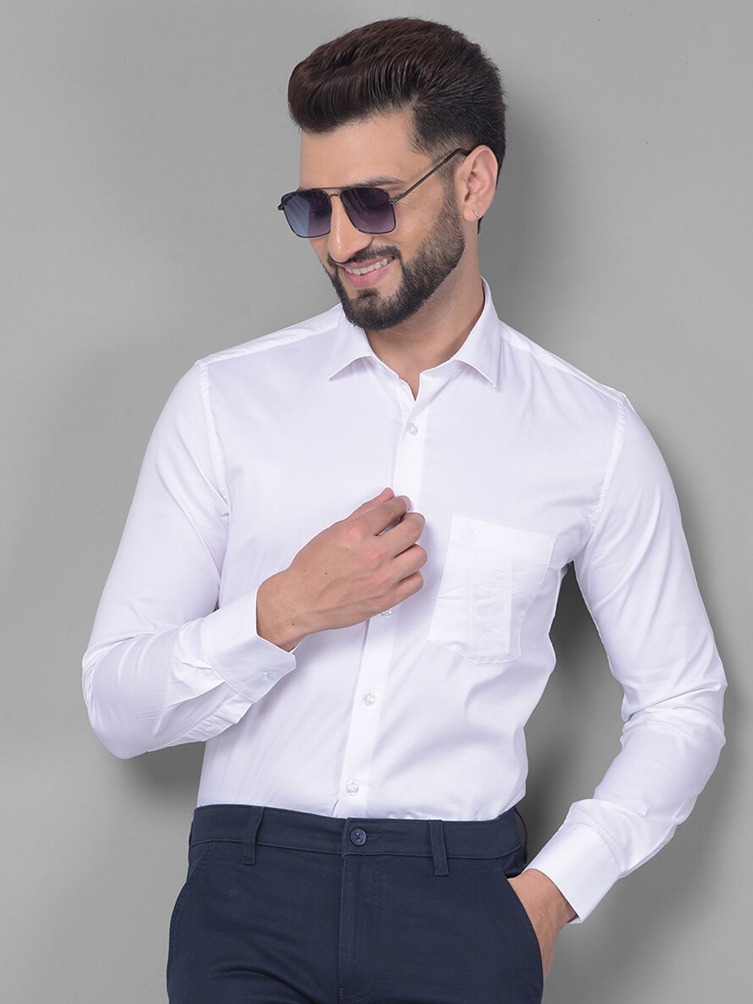 

Crimsoune Club Slim Fit Long Sleeves Casual Shirt, White