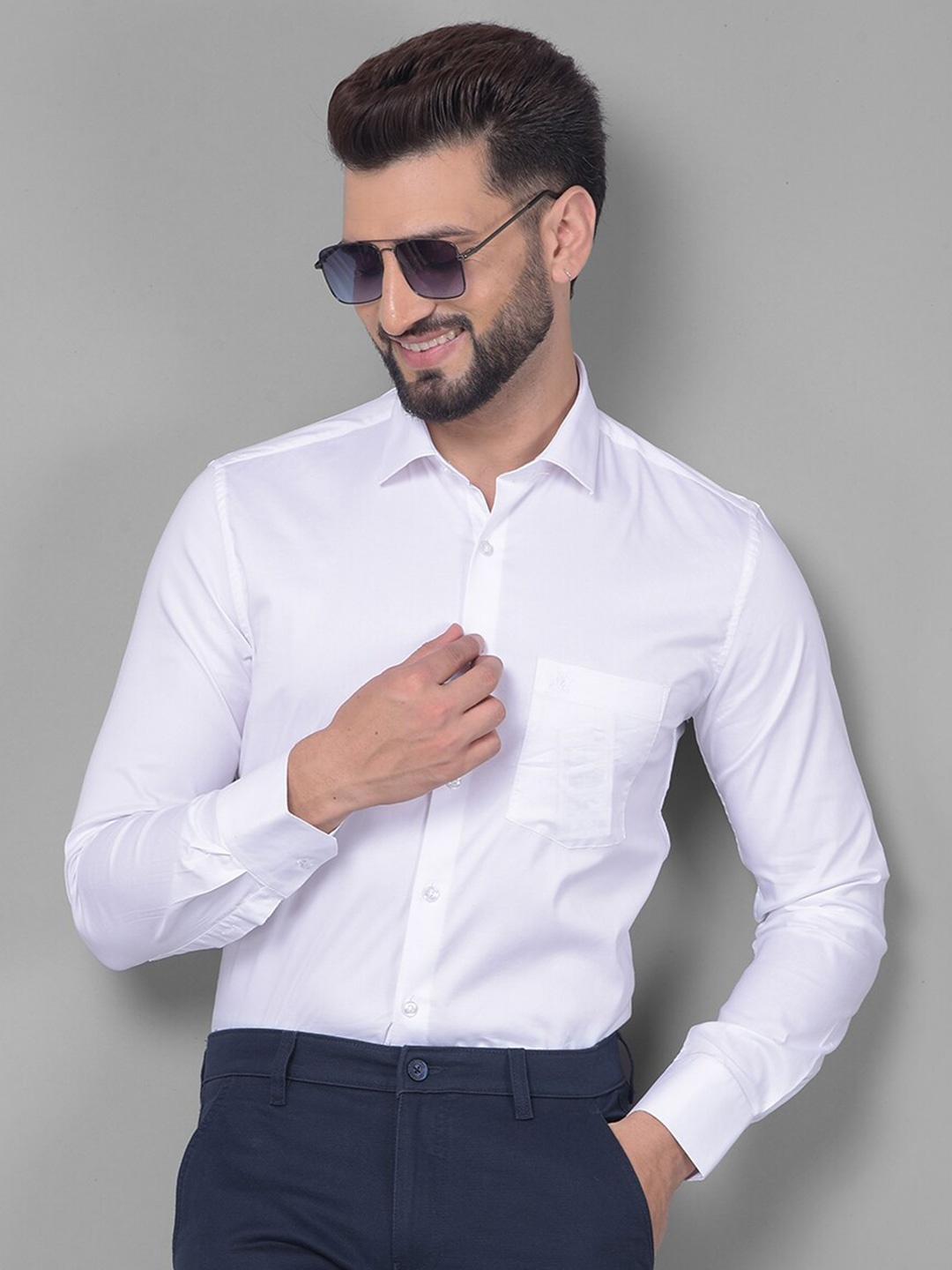 

Crimsoune Club Slim Fit Long Sleeves Casual Shirt, White