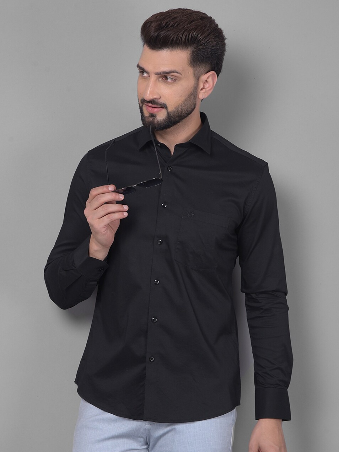 

Crimsoune Club Slim Fit Long Sleeves Casual Shirt, Black