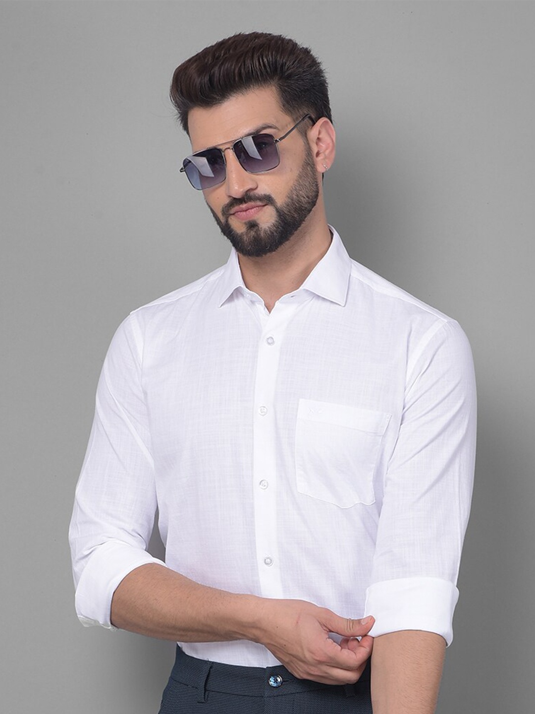 

Crimsoune Club Slim Fit Classic Cotton Casual Shirt, White