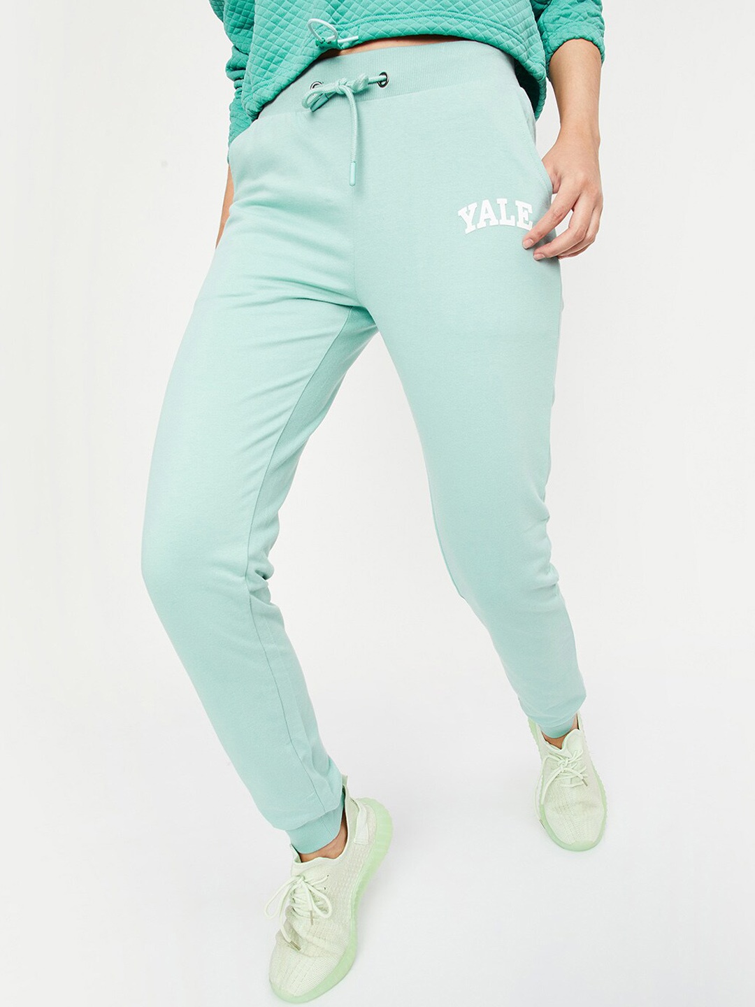 

max Women Pure Cotton Mid-Rise Jogger, Green
