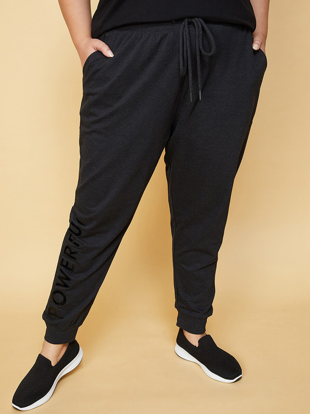 

max Women Plus Size Printed Regular Fit Pure Cotton Joggers, Grey