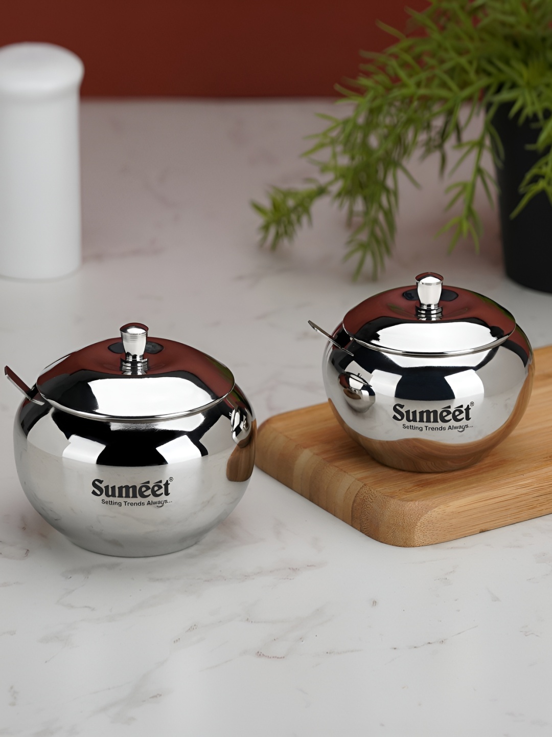 

Sumeet Silver-Toned 2 Pieces Stainless Steel Dishwasher Safe Food Container