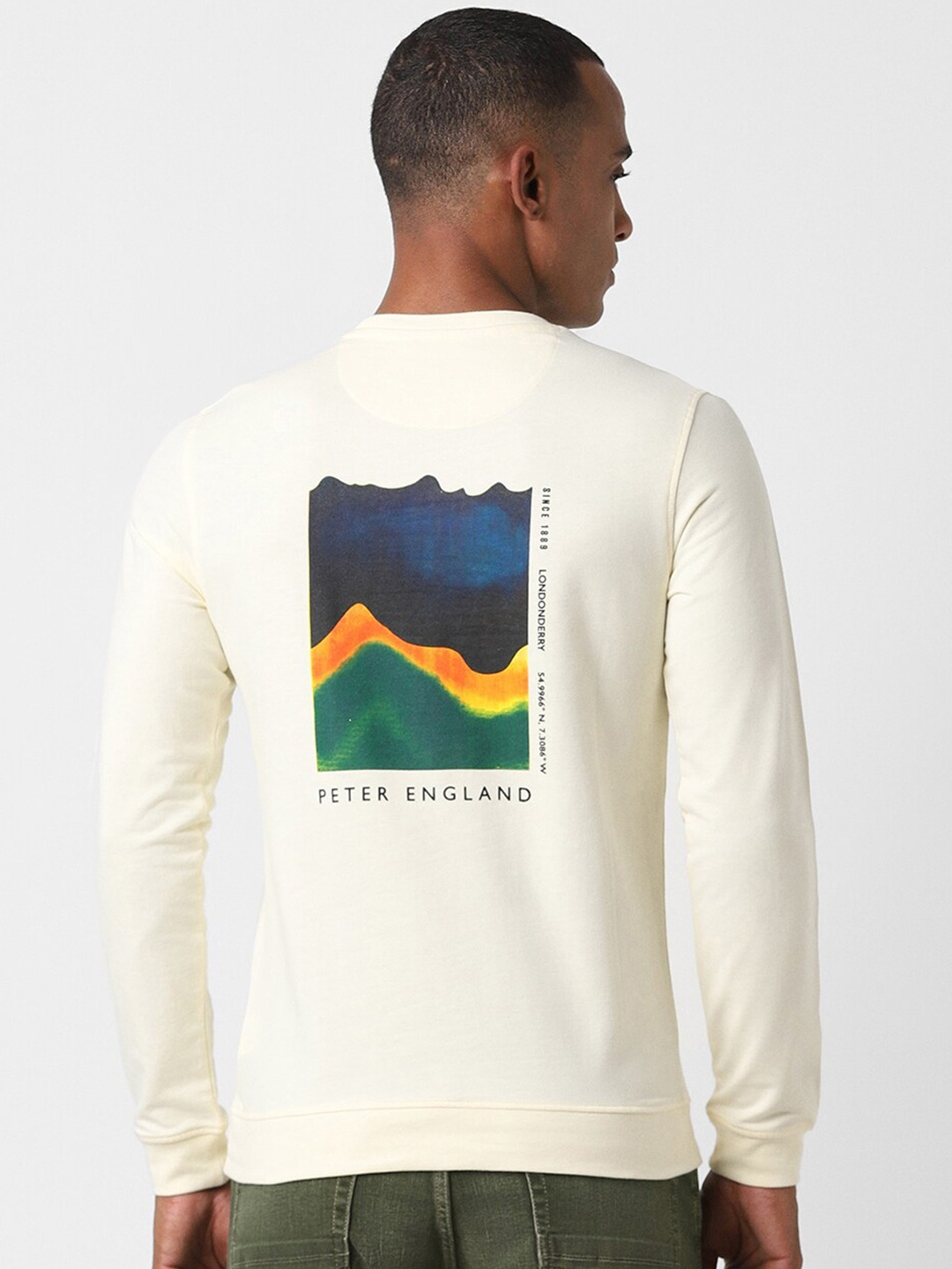 

Peter England Casuals Graphic Printed Pullover Sweatshirt, Cream