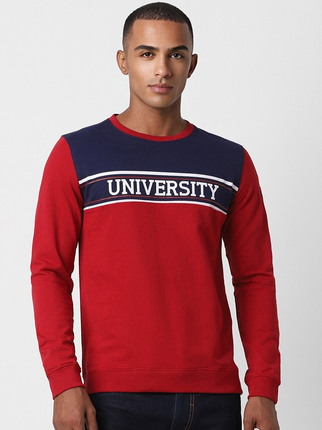 

PETER ENGLAND UNIVERSITY Typography Printed Long Sleeves Pullover, Red