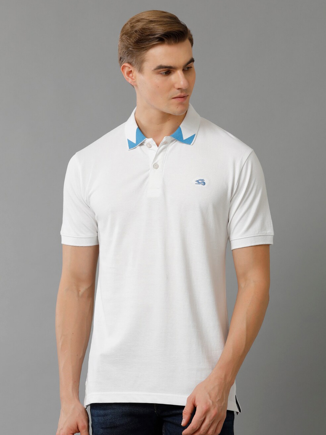 

ADRO Polo Collar Cotton T-shirt, White