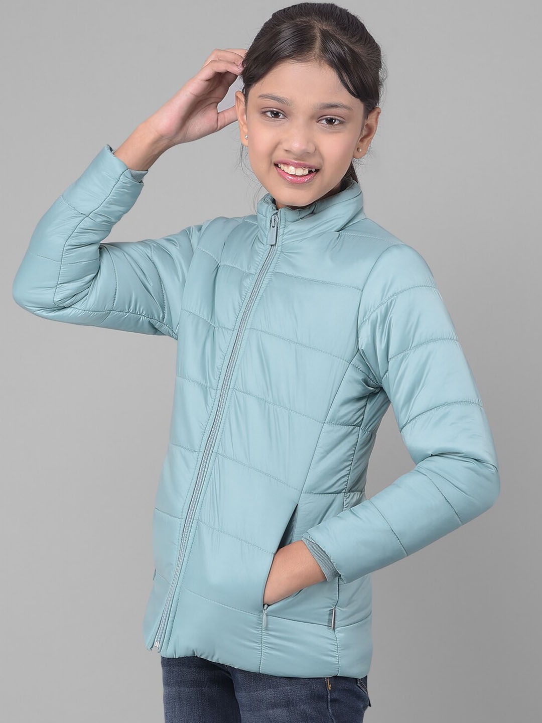 

Crimsoune Club Girls Mock Collar Lightweight Puffer Jacket, Green
