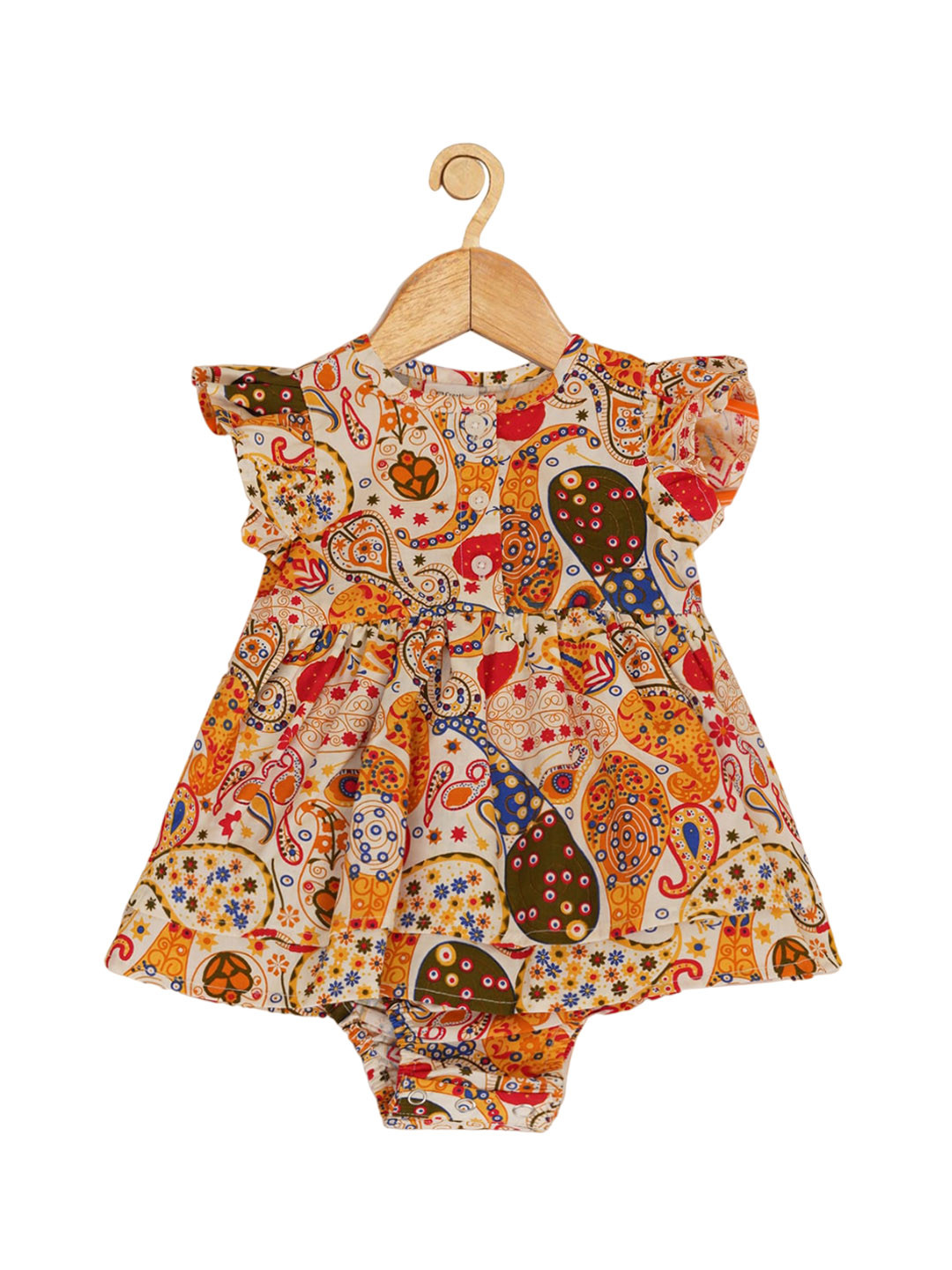 

Creative Kids Infant Girls Paisley Printed Cotton Bodysuit, White