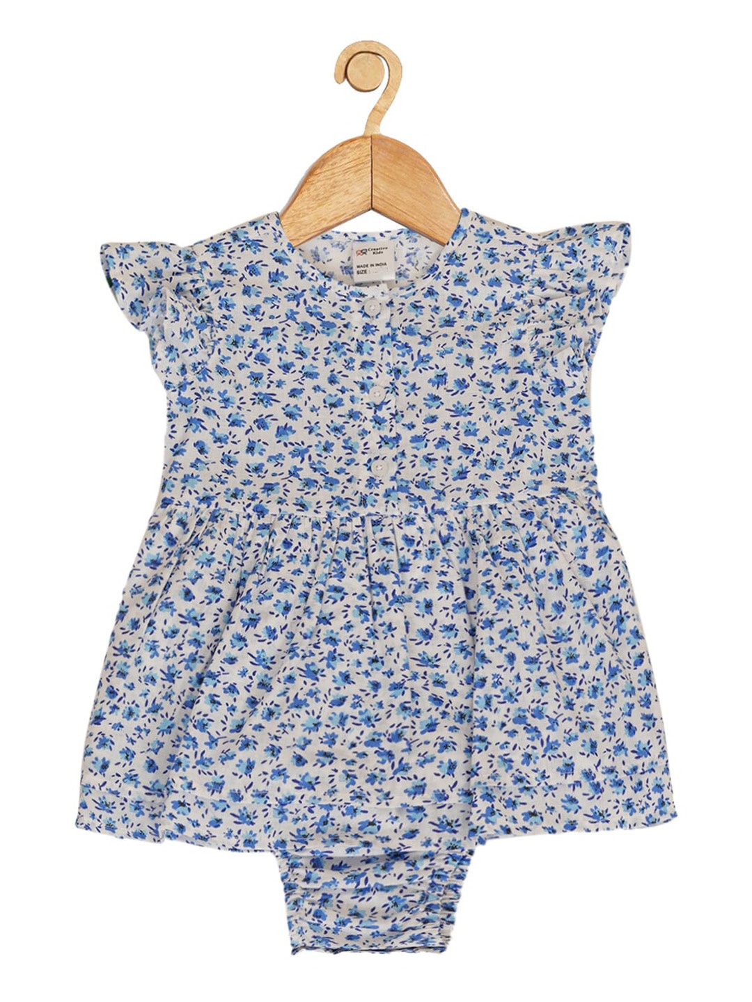 

Creative Kids Infant Girls Floral Printed Cotton Bodysuit, White