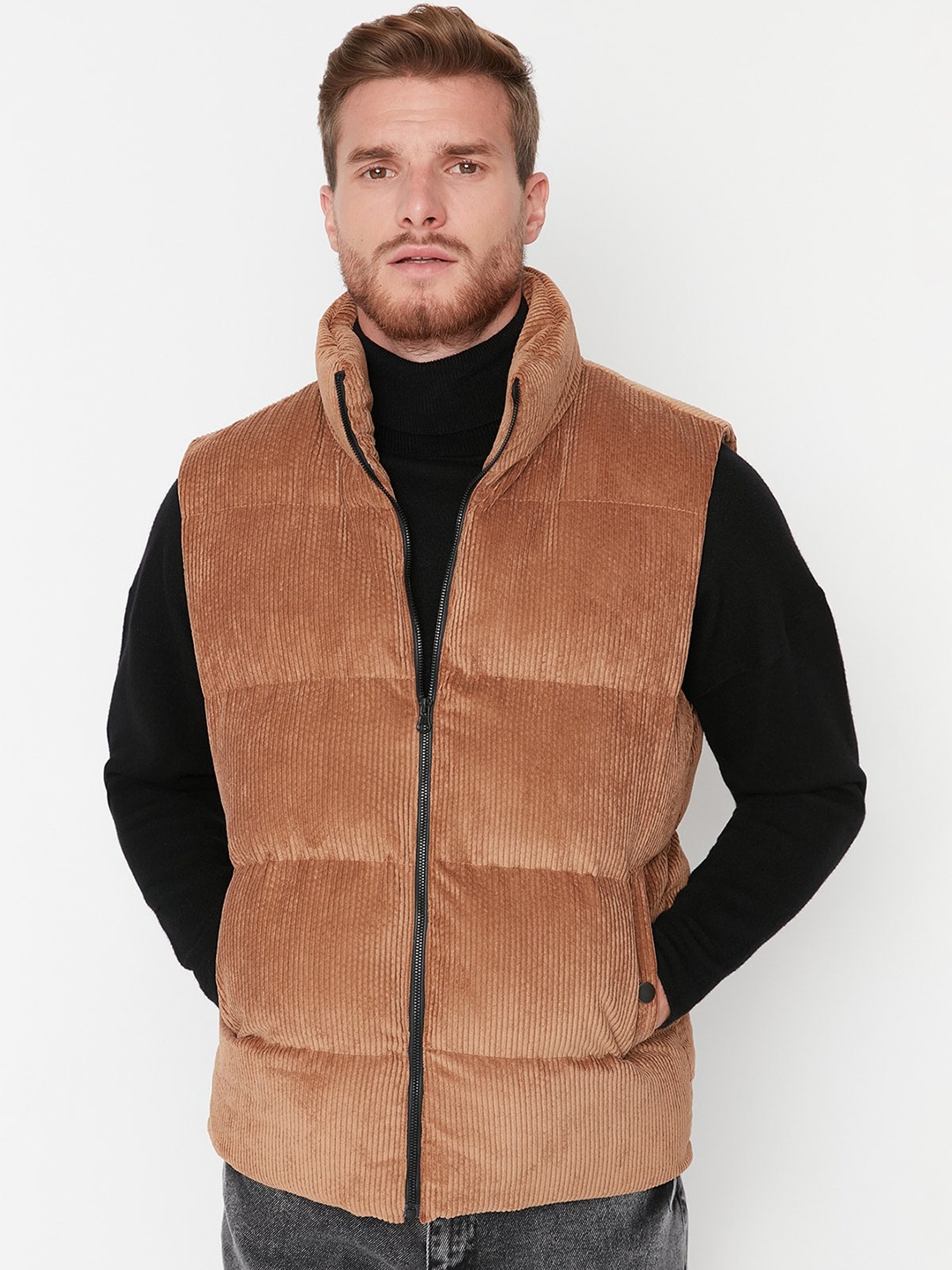 

Trendyol Mock Collar Puffer Jacket, Brown