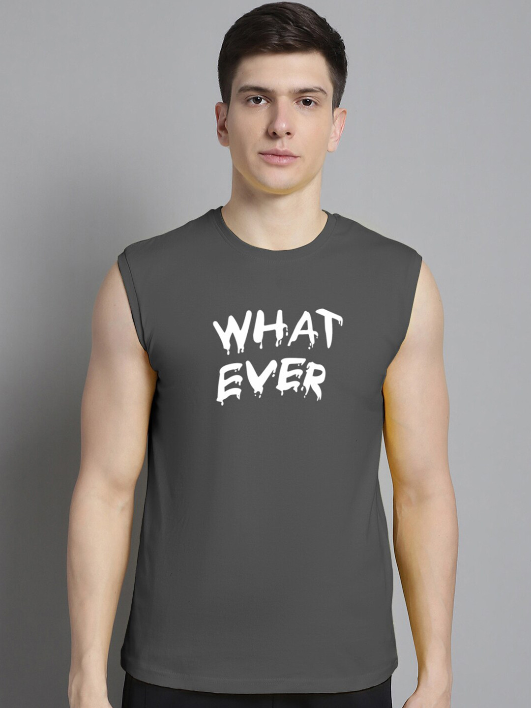 

FBAR Typography Printed Slim Fit Pure Cotton T-Shirt, Grey