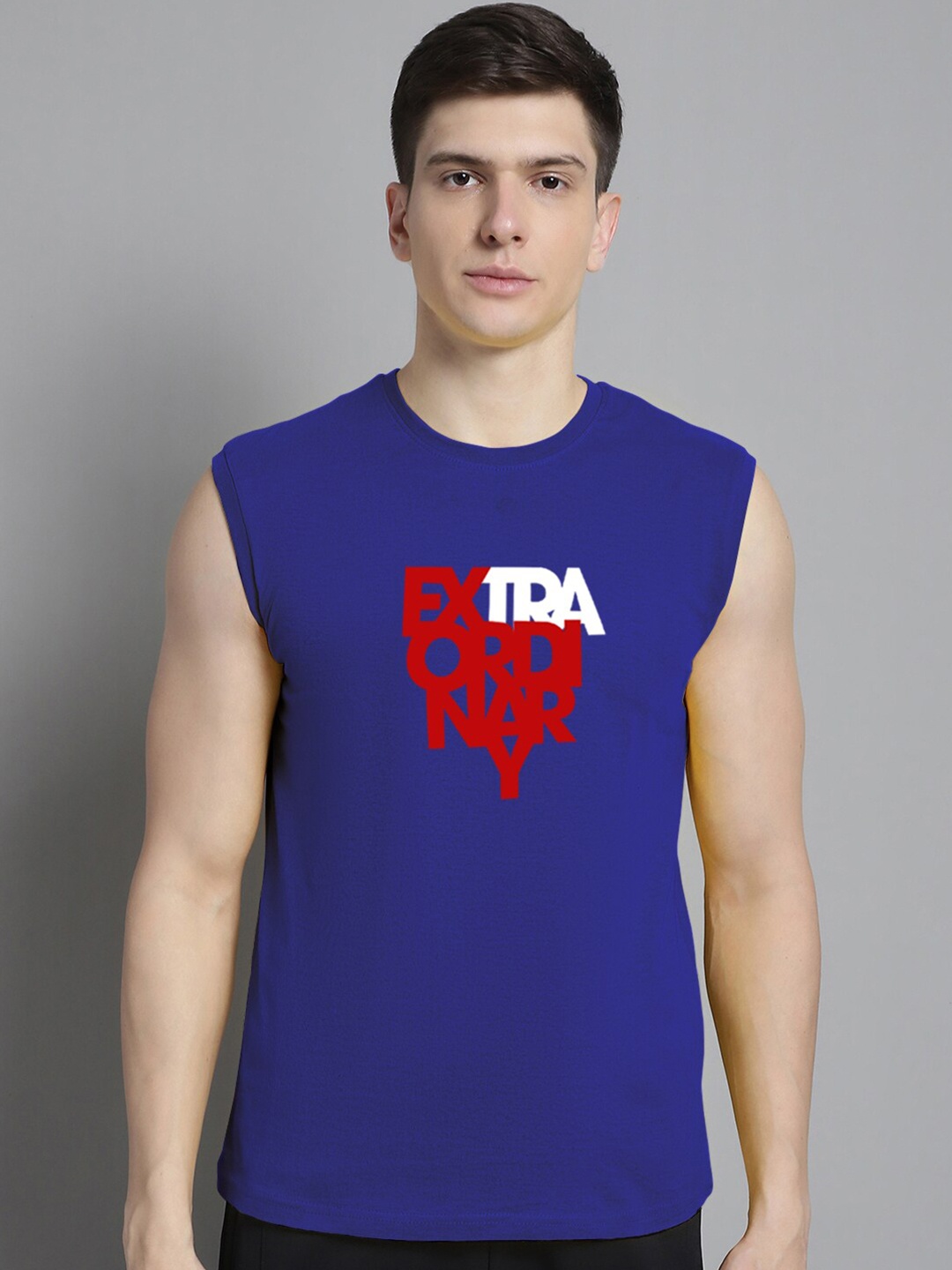 FBAR Typography Printed Pure Cotton Slim Fit T-shirt, Blue