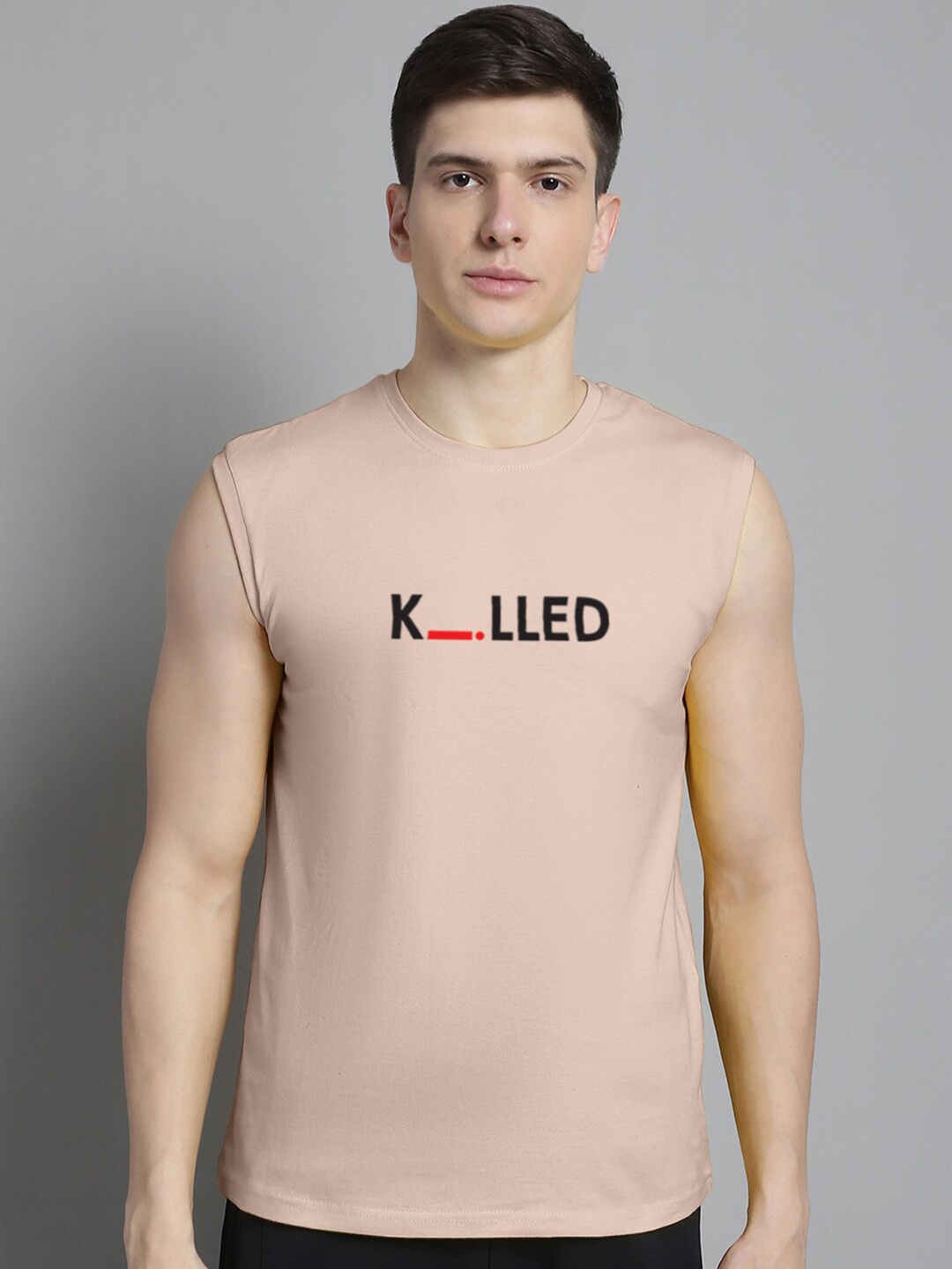 FBAR Typography Printed Slim Fit Pure Cotton T-shirt, Coral