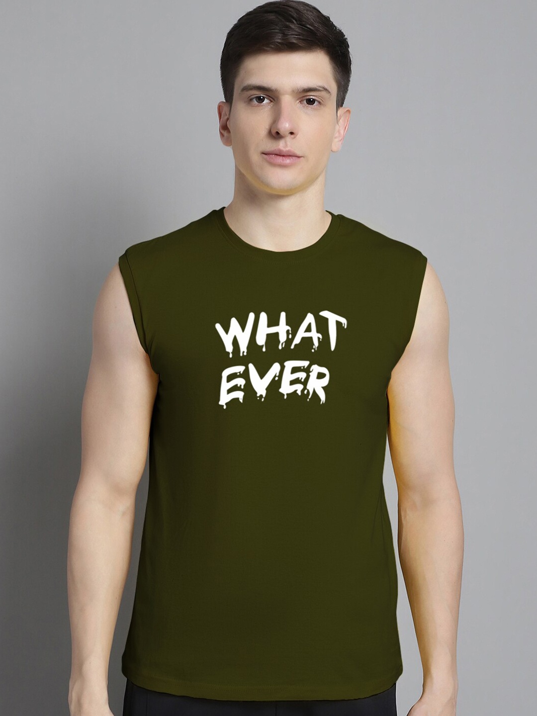 

FBAR Typography Printed Pure Cotton Slim Fit T-shirt, Olive