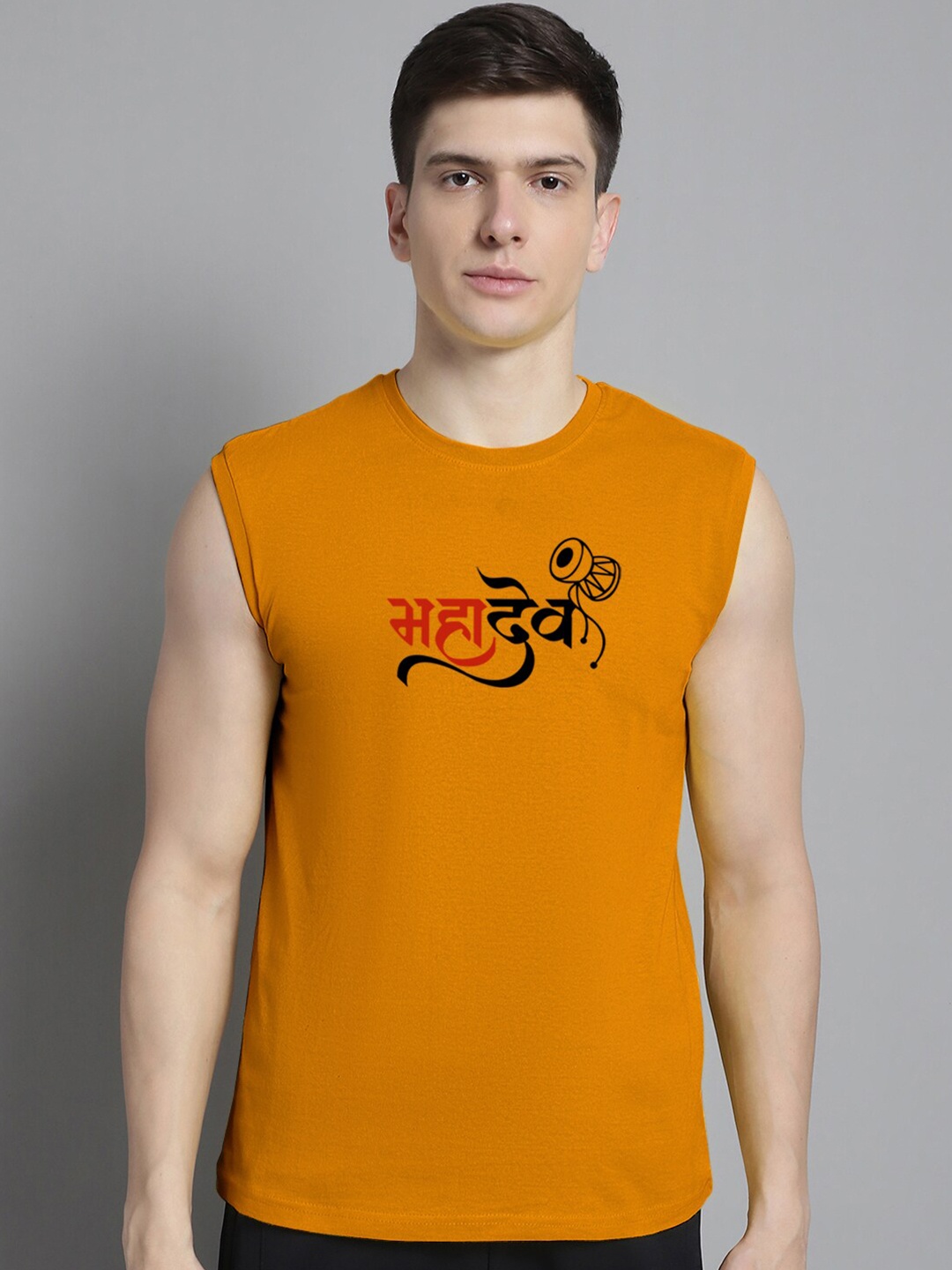 

FBAR Typography Printed Pure Cotton Bio Wash Slim Fit Sports T-shirt, Mustard