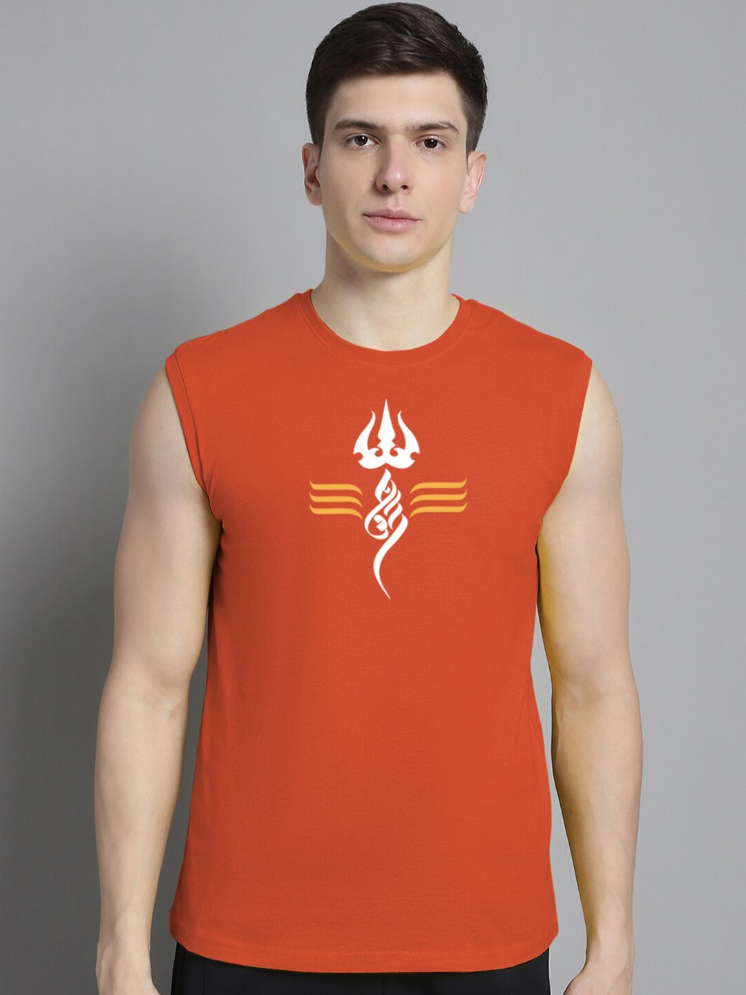 

FBAR Graphic Printed Slim Fit Bio Wash Pure Cotton T-shirt, Orange