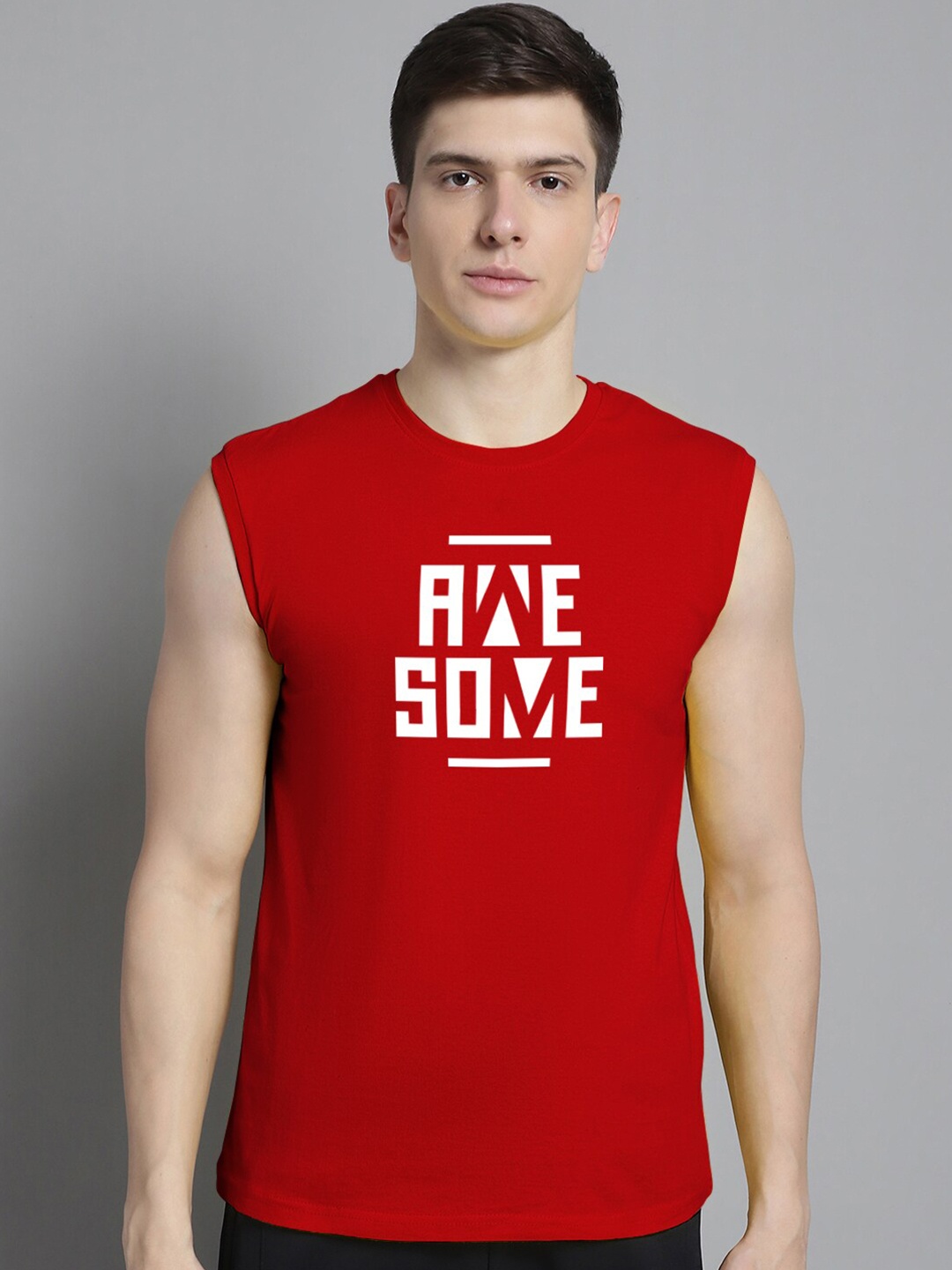 

FBAR Typography Printed Pure Cotton Slim Fit T-shirt, Red