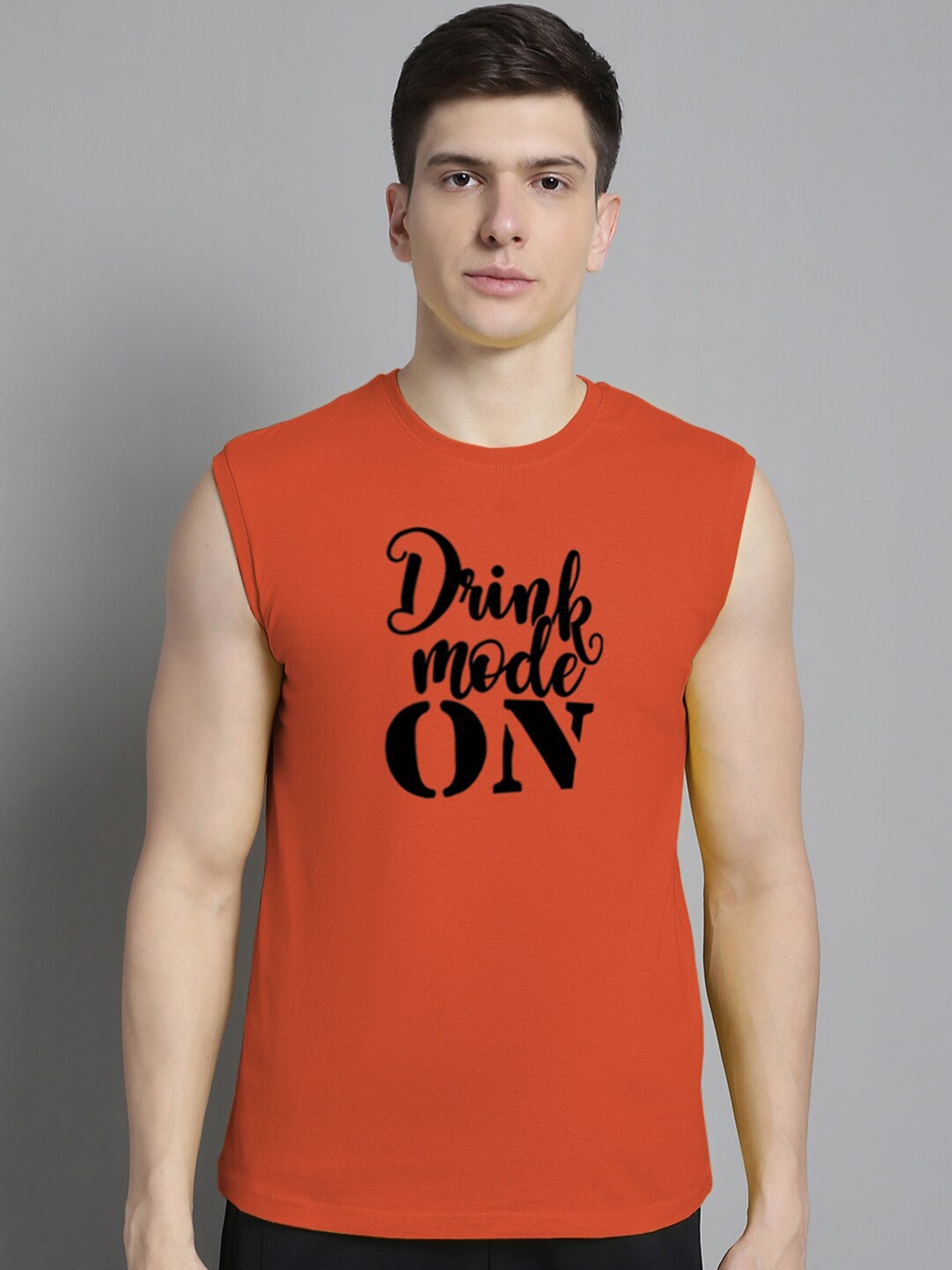 

FBAR Typography Printed Slim Fit Bio Wash Pure Cotton T-shirt, Orange