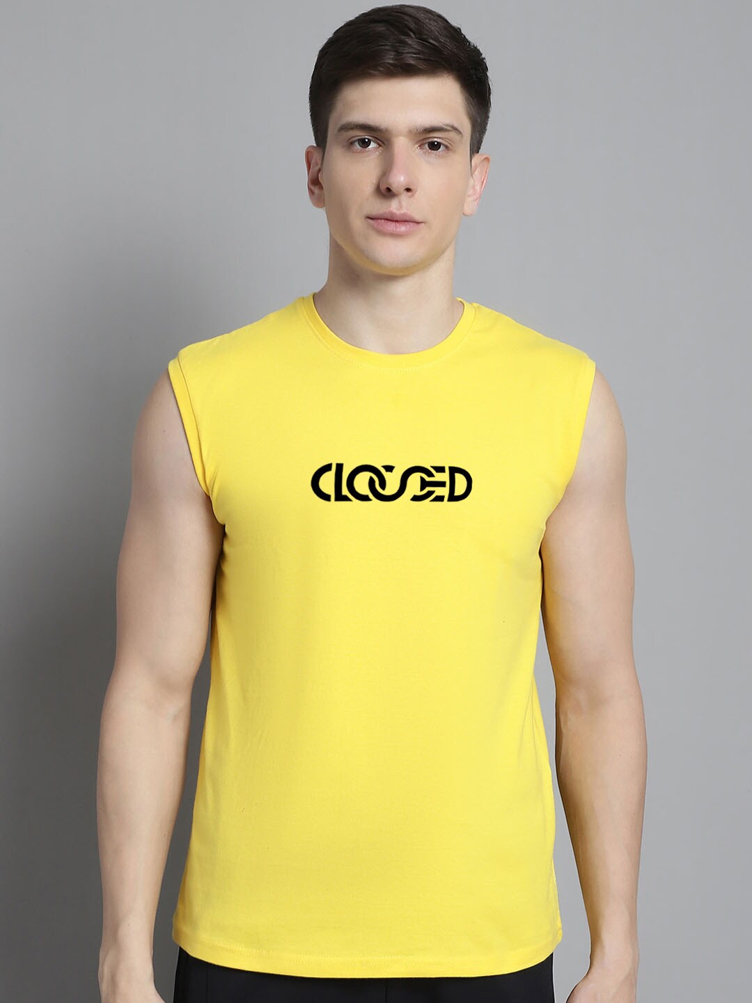 FBAR Typography Printed Pure Cotton Slim Fit T-shirt, Yellow