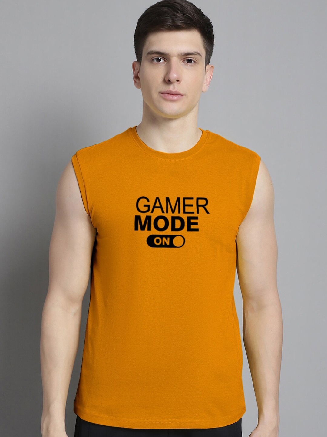 

FBAR Typography Printed Slim Fit Pure Cotton T-shirt, Mustard