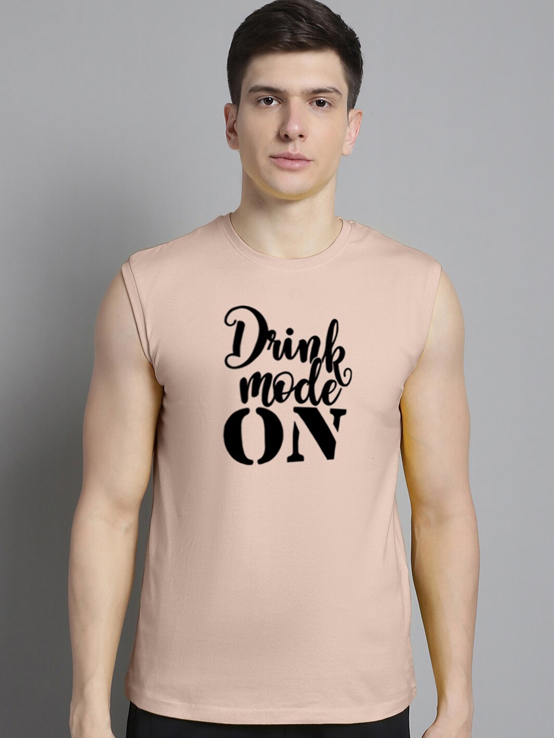 FBAR Typography Printed Pure Cotton Slim Fit T-shirt, Coral