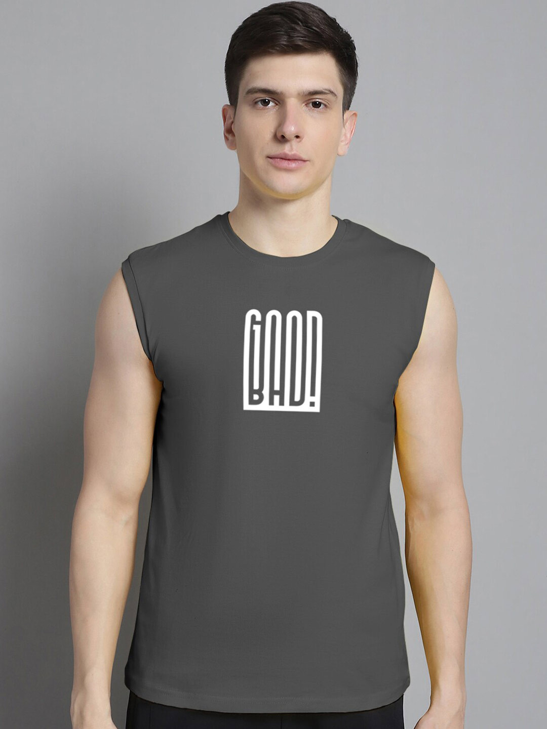 

FBAR Typography Printed Slim Fit Cotton T-shirt, Grey