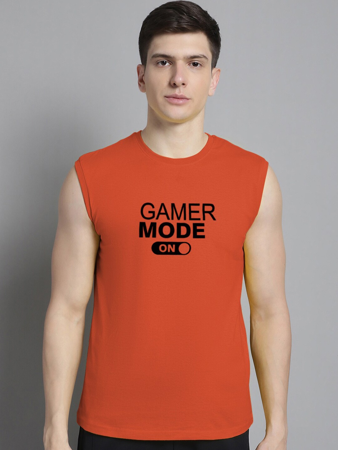 

FBAR Men Typography Printed Cotton Slim Fit T-shirt, Orange