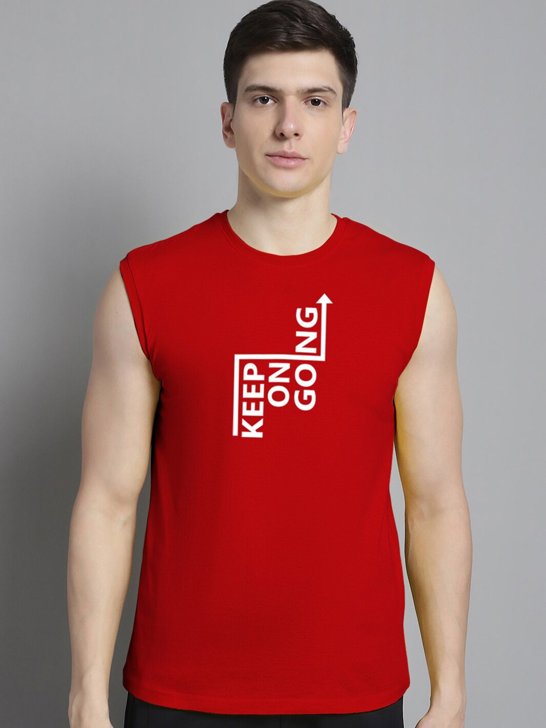 FBAR Typography Printed Slim Fit Cotton T-shirt, Red