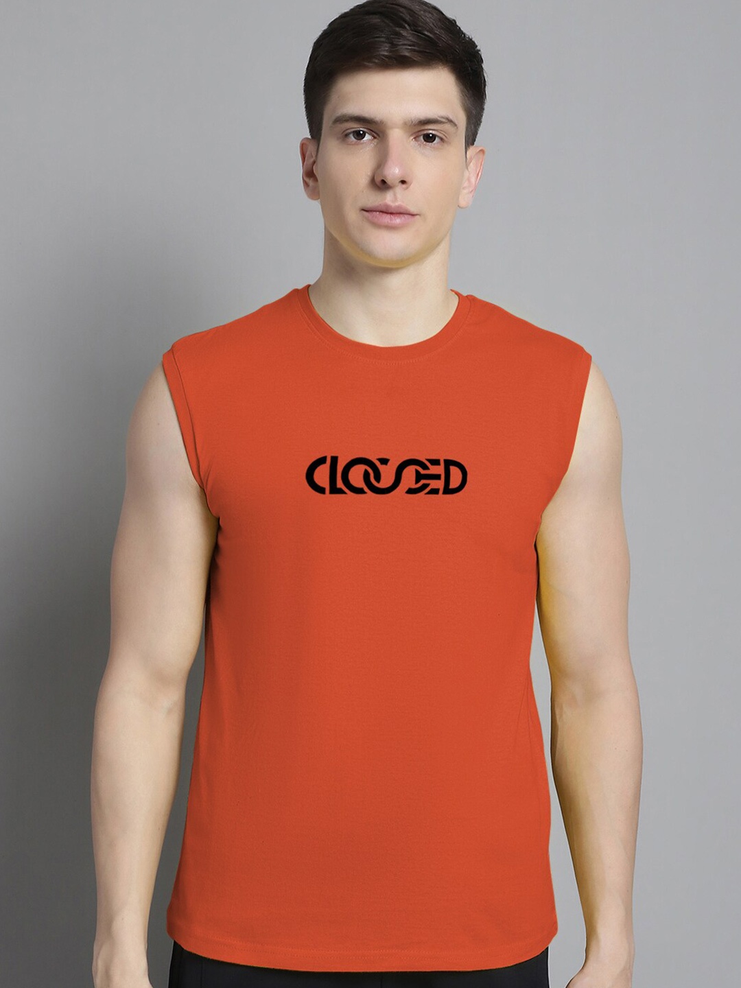 

FBAR Typography Printed Pure Cotton Slim Fit T-shirt, Orange