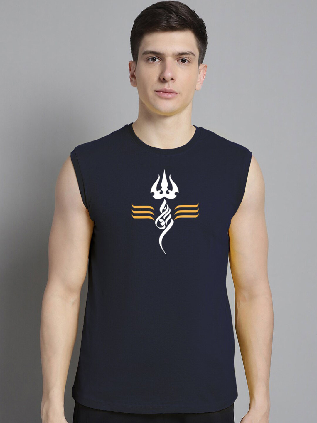 

FBAR Graphic Printed Slim Fit Cotton T-shirt, Navy blue
