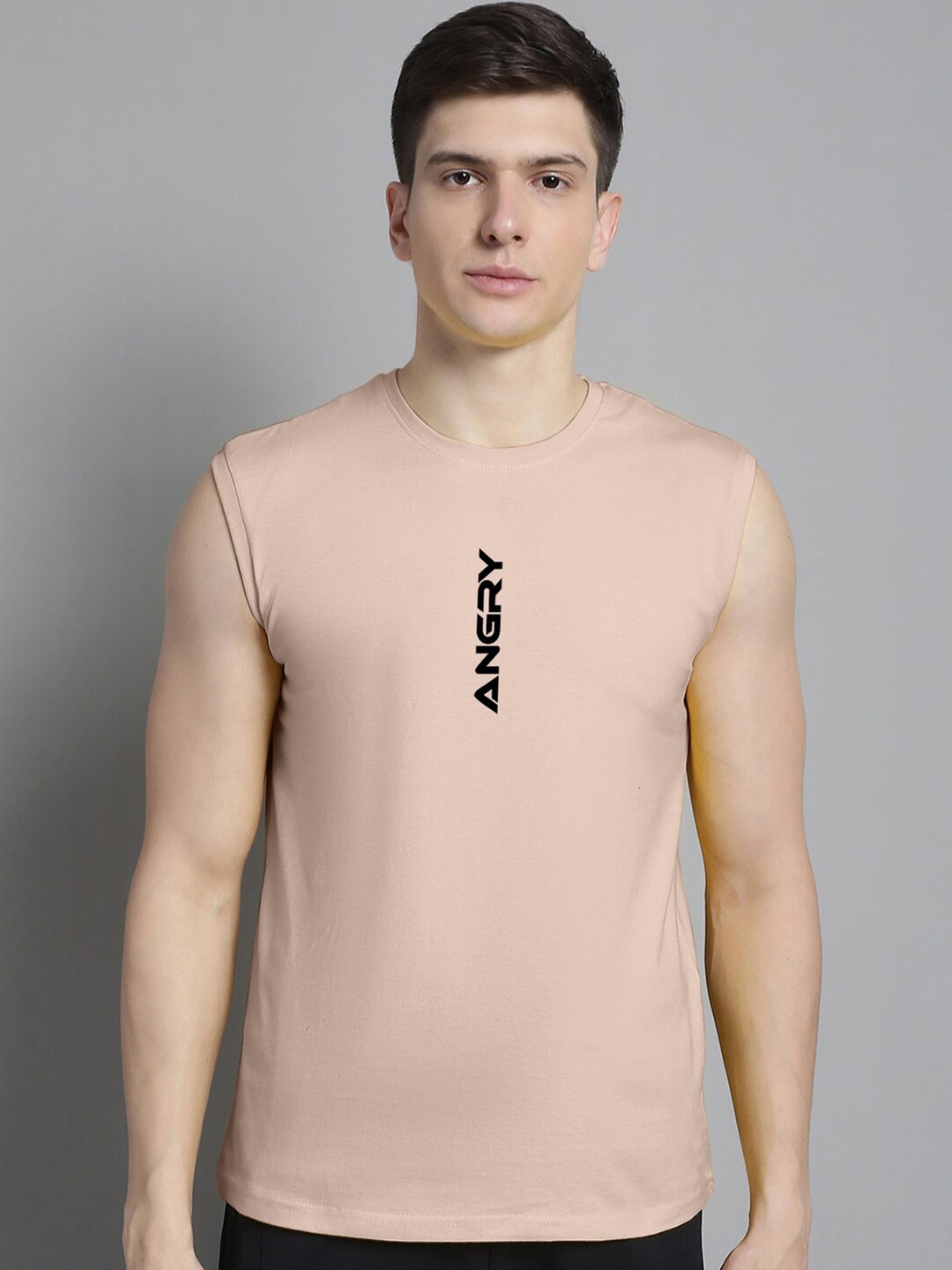 FBAR Typography Printed Slim Fit Cotton T-shirt, Coral
