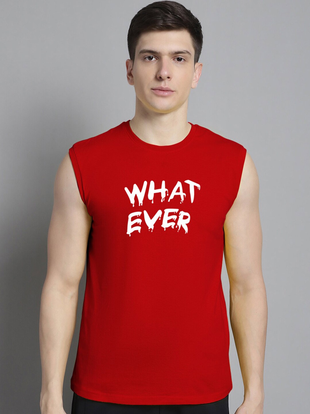

FBAR Typography Printed Pure Cotton Slim Fit T-shirt, Red