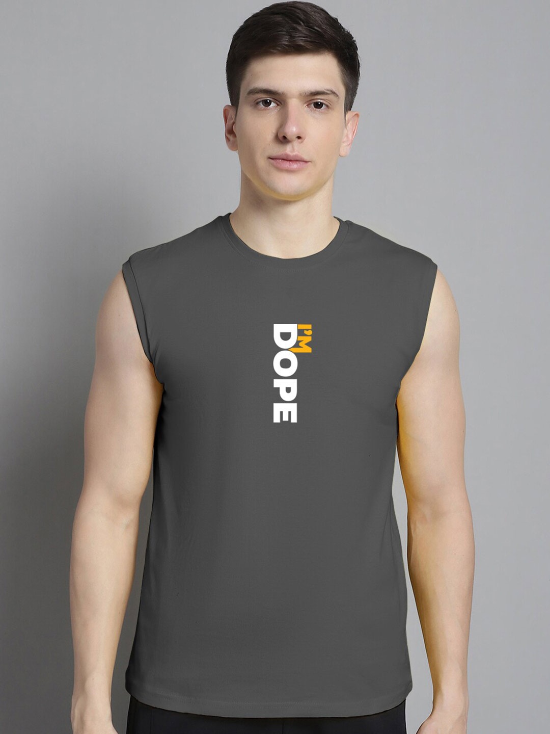 

FBAR Typography Printed Pure Cotton Slim Fit T-shirt, Grey