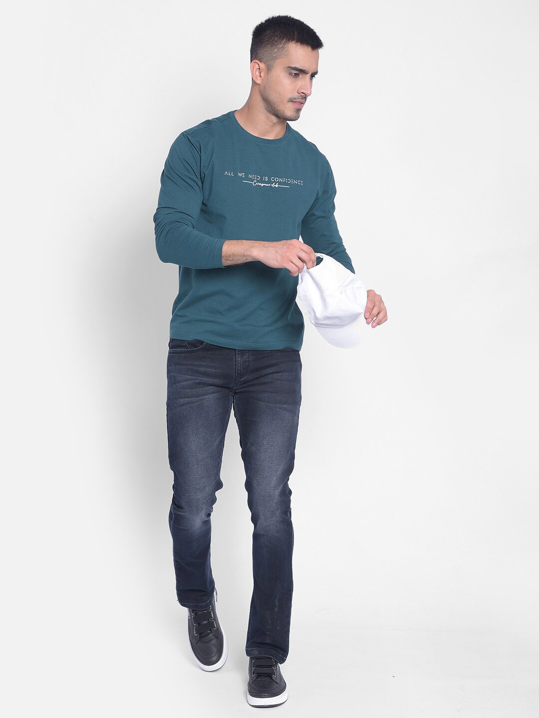 Crimsoune Club Typography Printed Slim Fit T-shirt, Green