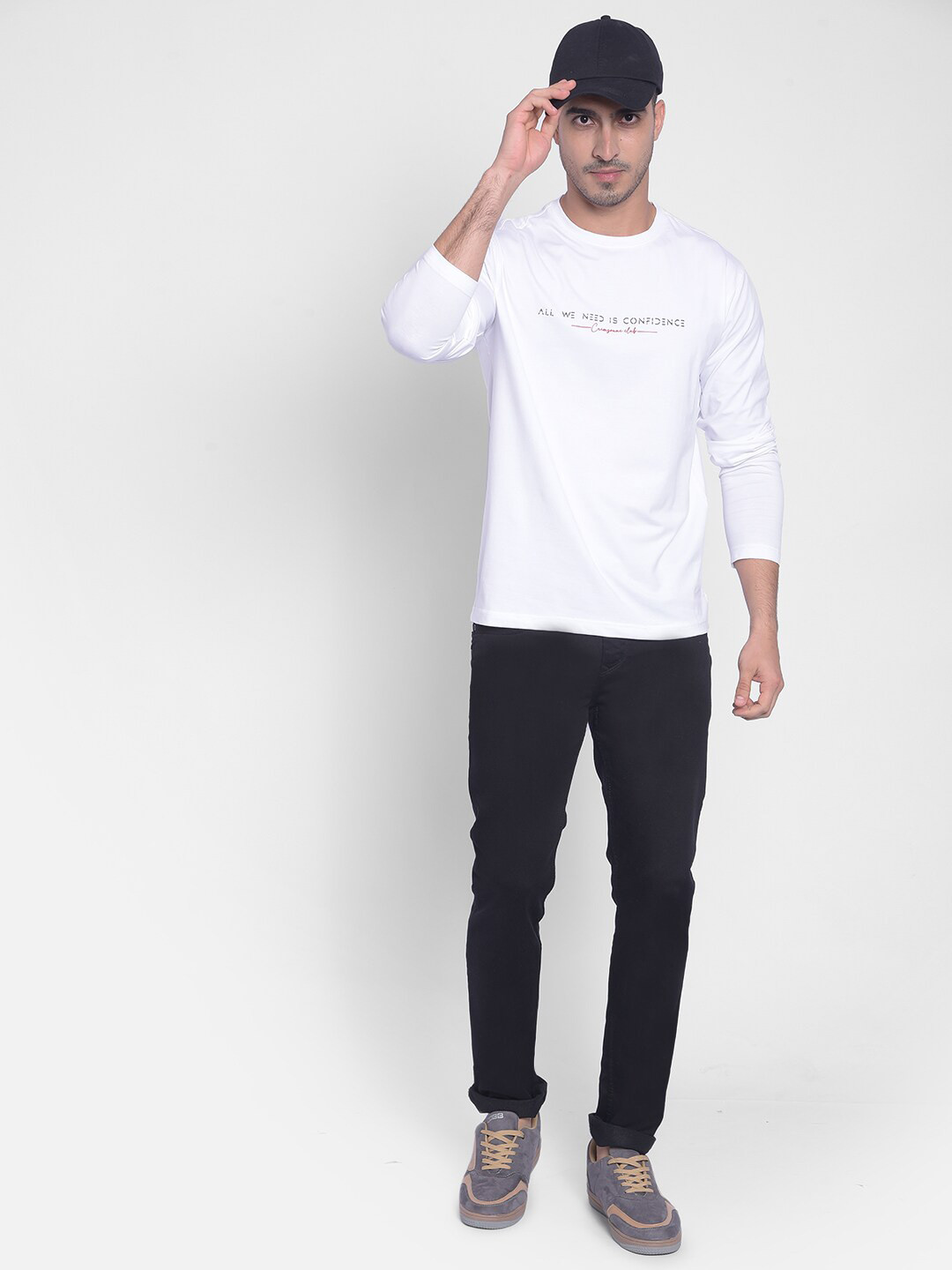 

Crimsoune Club Typography Printed Long Sleeves Slim Fit T-shirt, White