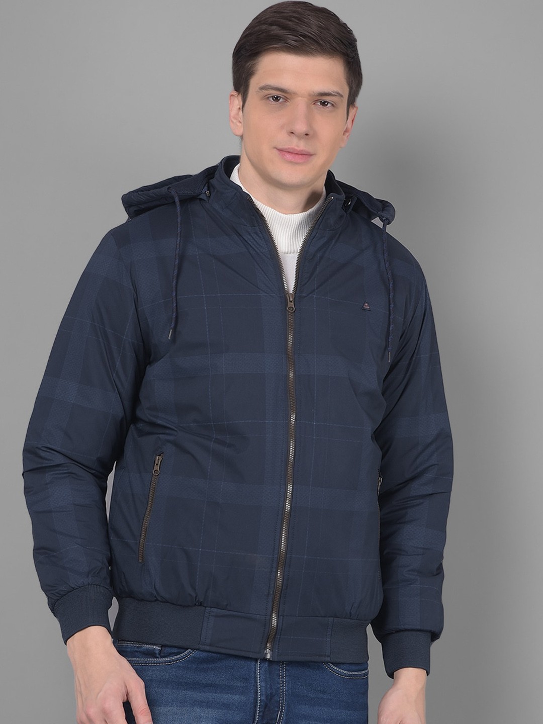 

COBB Checked Lightweight Bomber Jacket, Navy blue