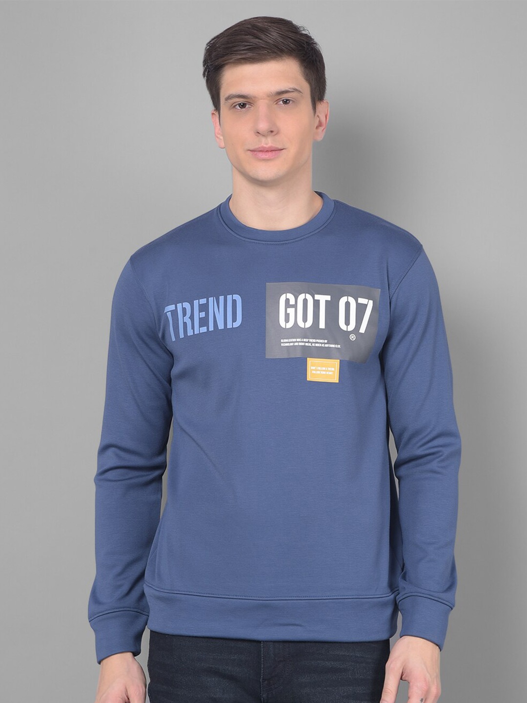 

COBB Round Neck Typography Printed Cotton Sweatshirt, Blue