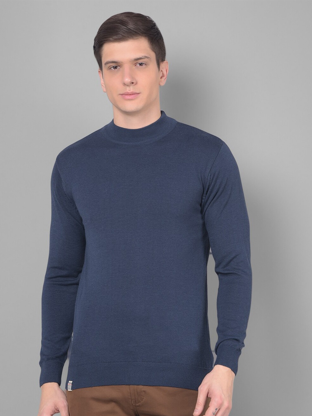 

COBB Mock Collar Acrylic Pullover, Navy blue