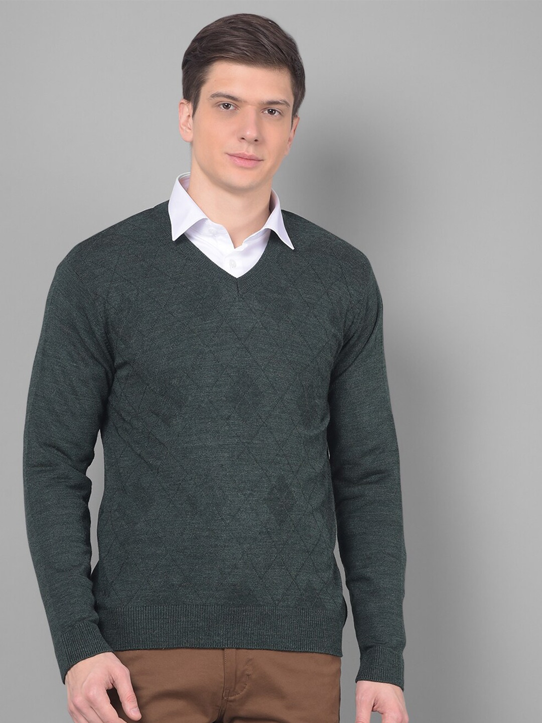 

COBB V-Neck Acrylic Pullover, Green