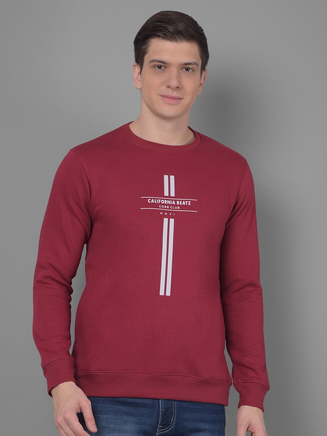 

COBB Typography Printed Cotton Sweatshirt, Red