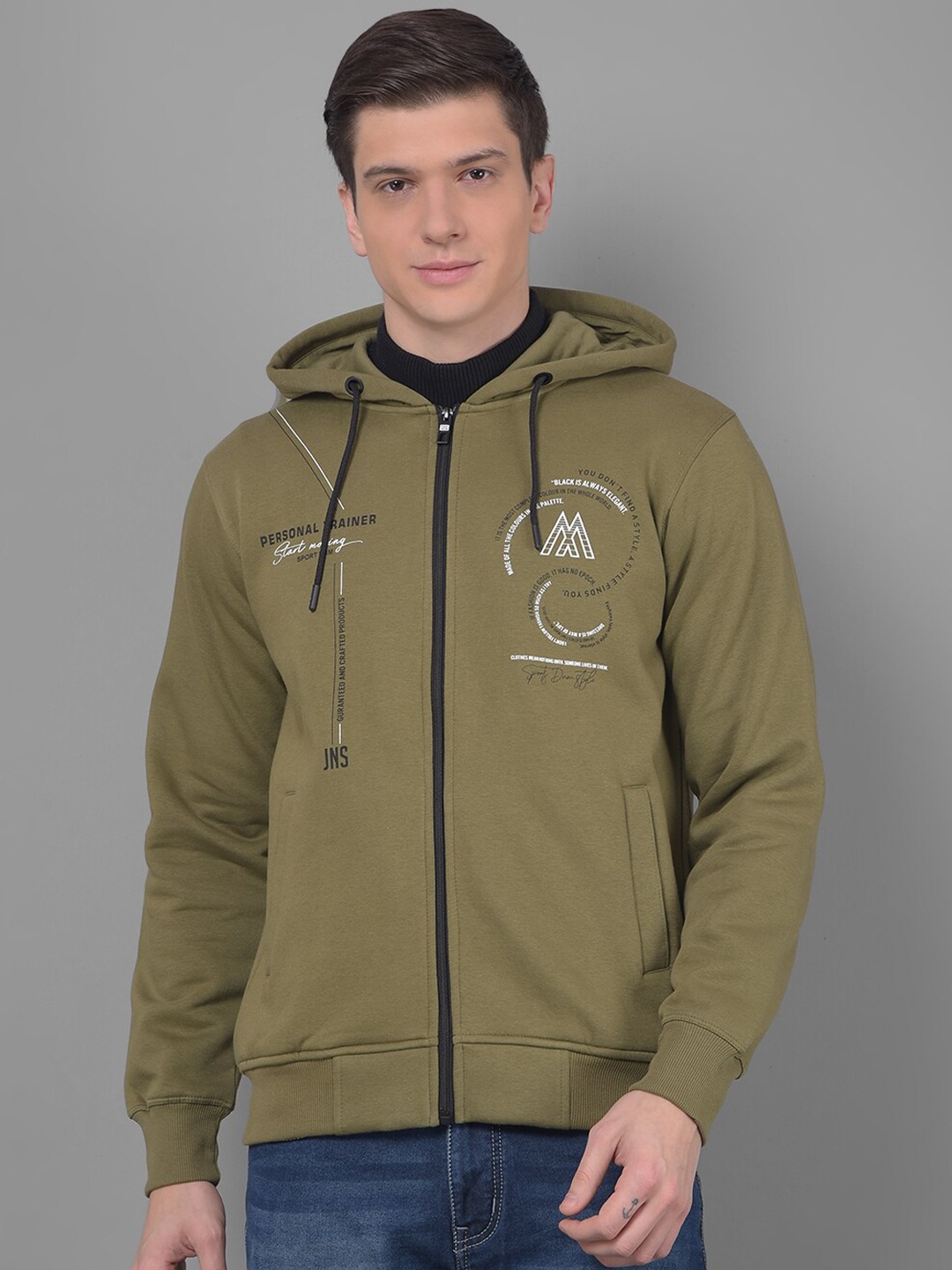 

COBB Typography Printed Cotton Hooded Sweatshirt, Green