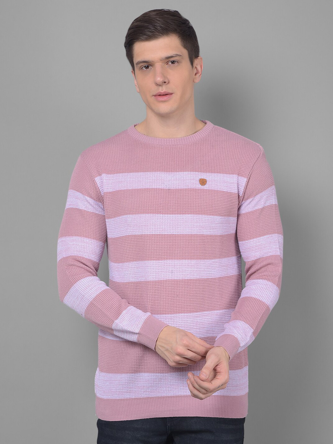 

COBB Striped Acrylic Pullover, Pink