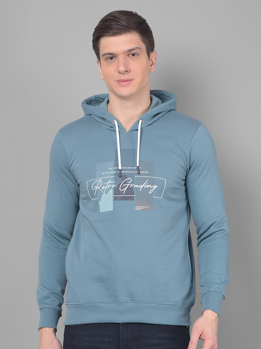 

COBB Typography Printed Cotton Hooded Sweatshirt, Teal