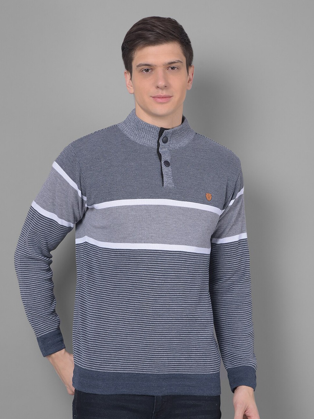 

COBB Striped Acrylic Pullover, Grey