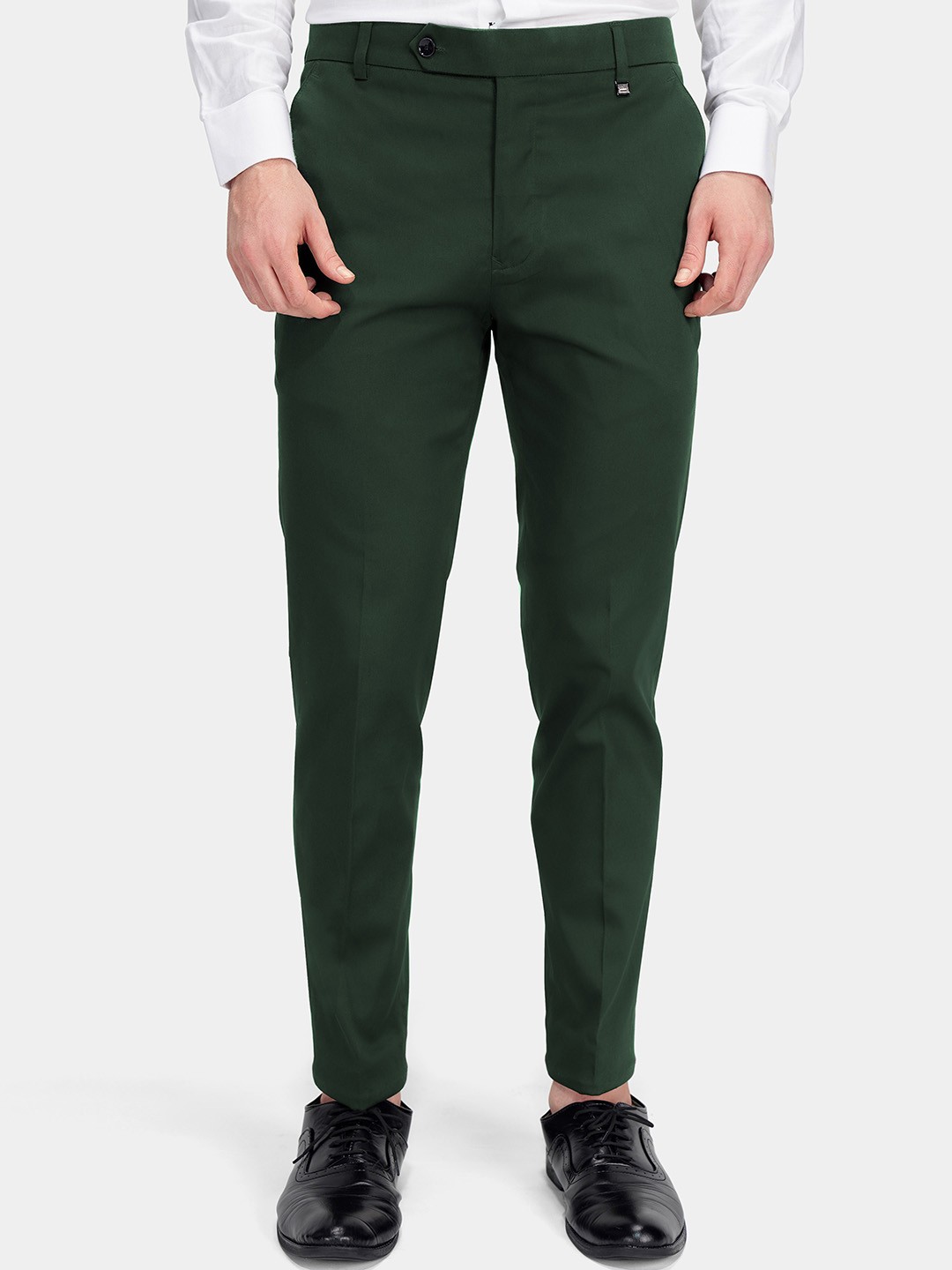 

FRENCH CROWN Men Relaxed Wrinkle Free Cotton Chambray Regular Trouser, Green