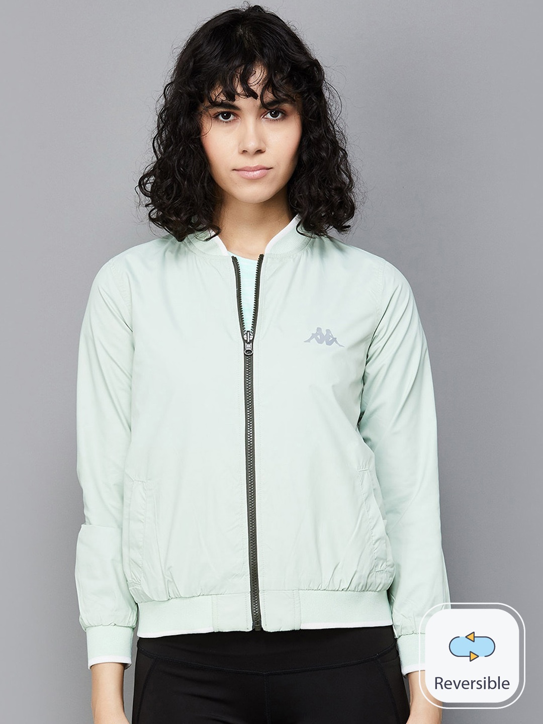 

Kappa Reversible Stand Collar Long Sleeves Reversible Sporty Jacket, Blue