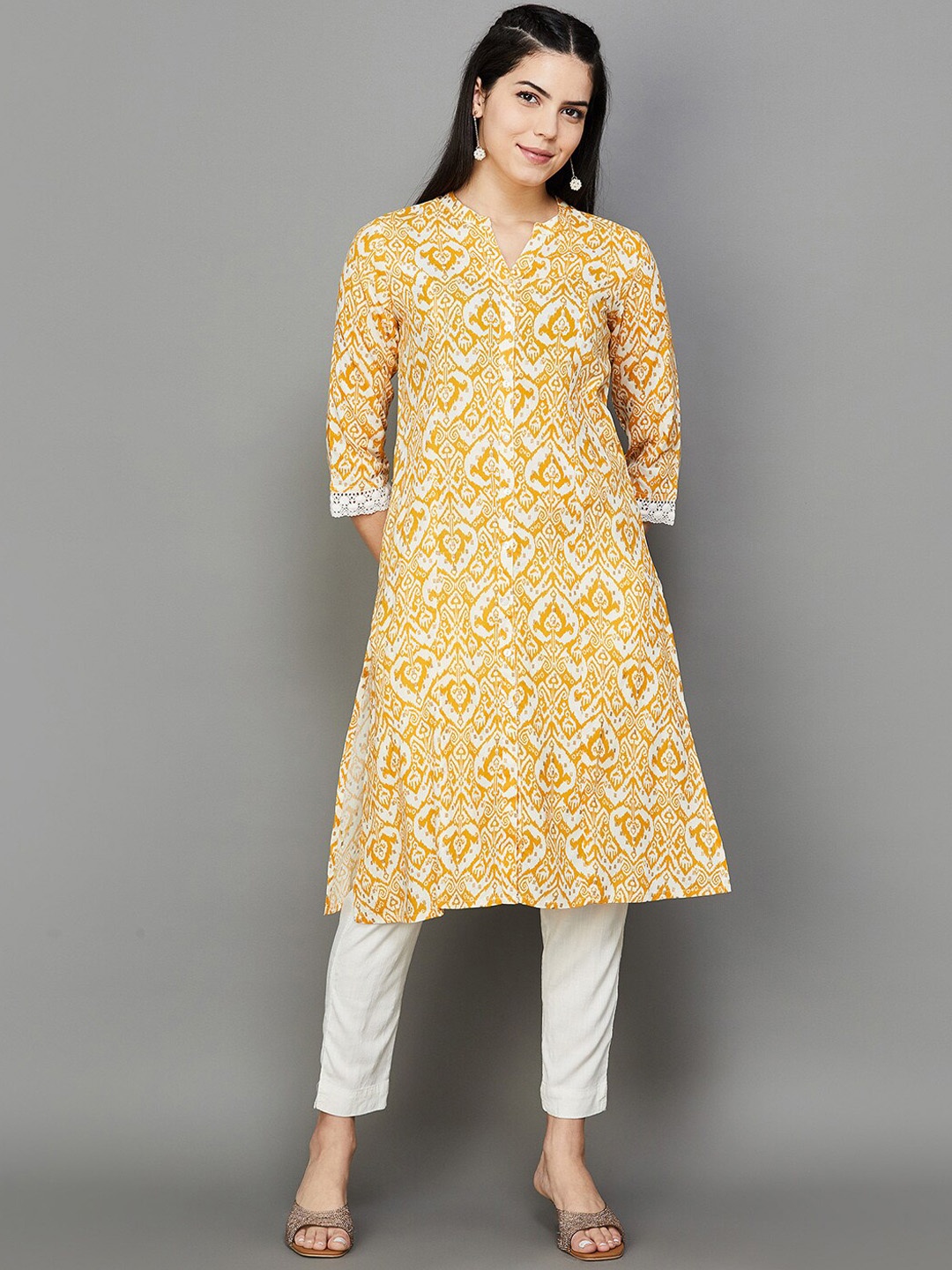 

Melange by Lifestyle Ethnic Printed Straight Kurta, Mustard