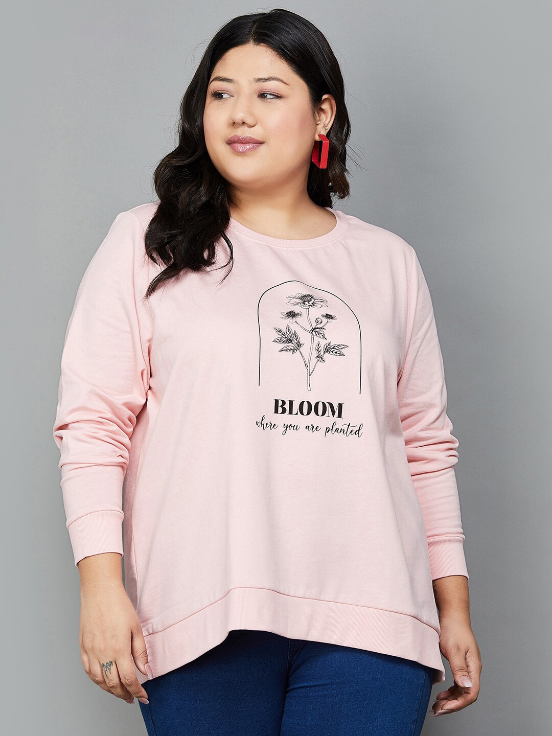 

Nexus by Lifestyle Plus Size Graphic Printed Cotton Sweatshirt, Pink