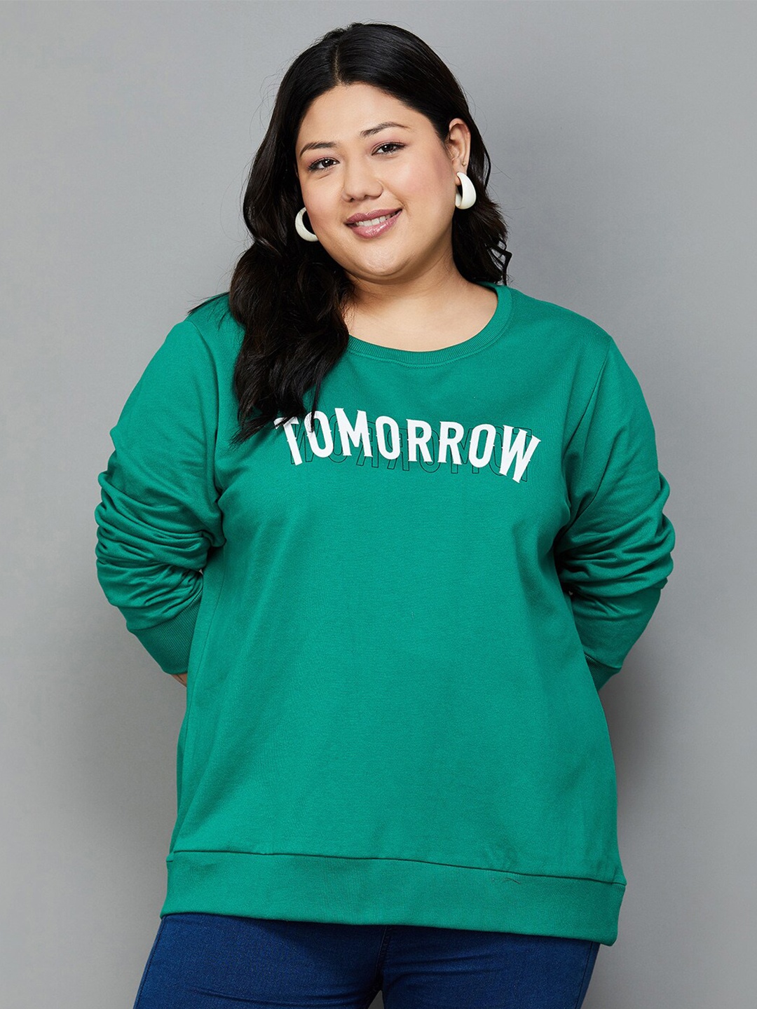 

Nexus by Lifestyle Plus Size Typography Printed Cotton Sweatshirt, Green