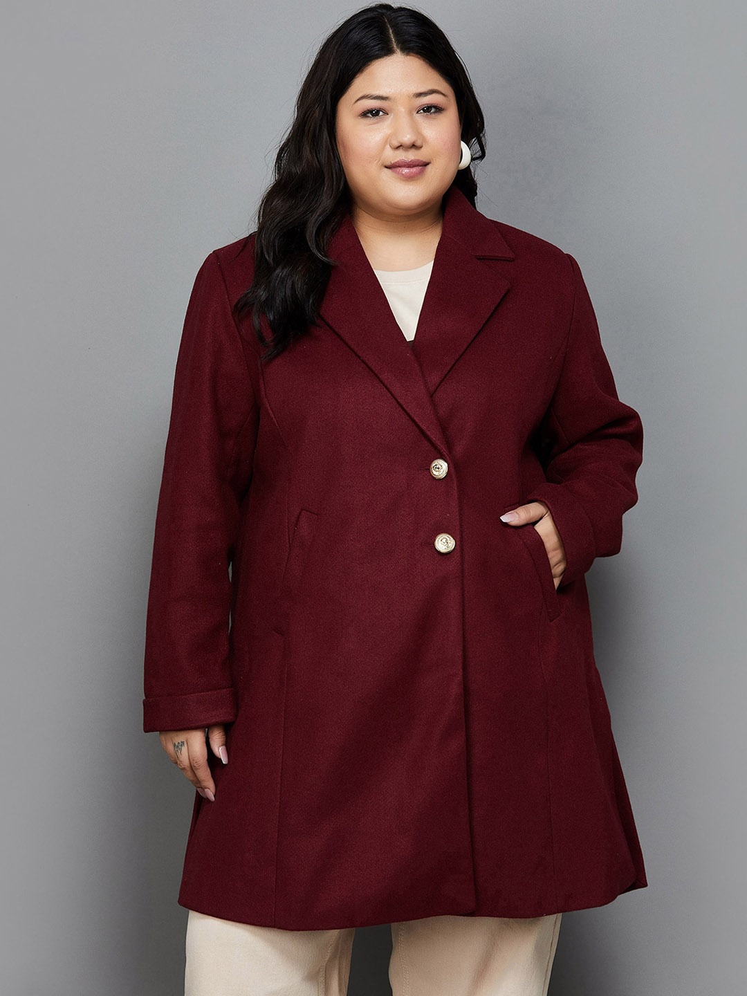 

Nexus by Lifestyle Plus Size Longline Woven Tailored Jacket, Red